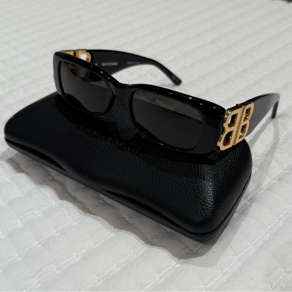 Balenciaga Dynasty Rectangular Sunglasses, 51mm black/gold